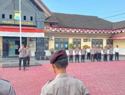 Pimpin Apel Perdana sebagai Wakapolres Luwu Utara, KOMPOL Andi Muh. Syafei, S.Sos., M.H. Tekankan Kedisiplinan Anggota