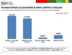 Survei SSI Tiga Calon Bupati Luwu Timur Saat ini Budiman Akbar Teratas