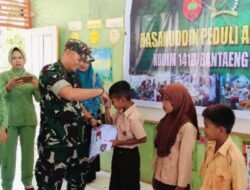 Kodim 1410 Bantaeng Laksanakan Kegiatan Hasanuddin Peduli Anak Sekolah