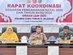 Polres Luwu Timur Gelar Rapat Koordinasi Kesiapan Keamanan Natal Dan Tahun Baru