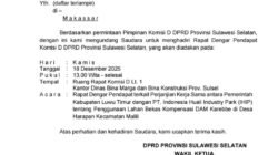 DPRD Sulsel Akan Gelar  Rapat Dengar Pendapat Soal Perjanjian Kerja Sama Penggunaan Lahan Bekas Kompensasi DAM Karebbe