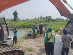 Camat dan Kapolsek Malangke Dibantu Warga, Gotong Royong Lakukan Penanganan Tanggul Jebol